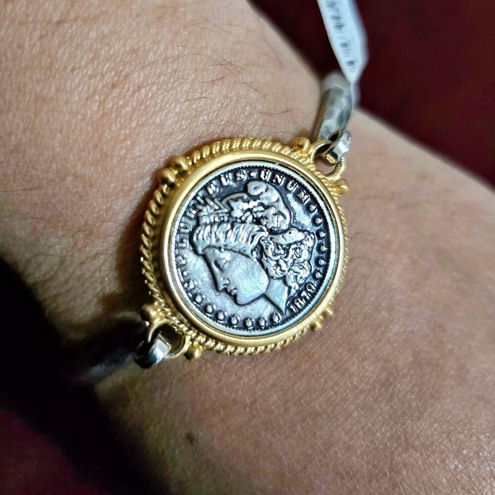 NWT Brighton Lady Liberty Two-Tone Coin Bangle Bracelet JF0034